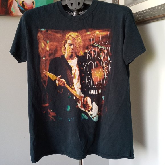 Kurt Cobain You Know You're Right black T-shirt  size Medium - Picture 1 of 7